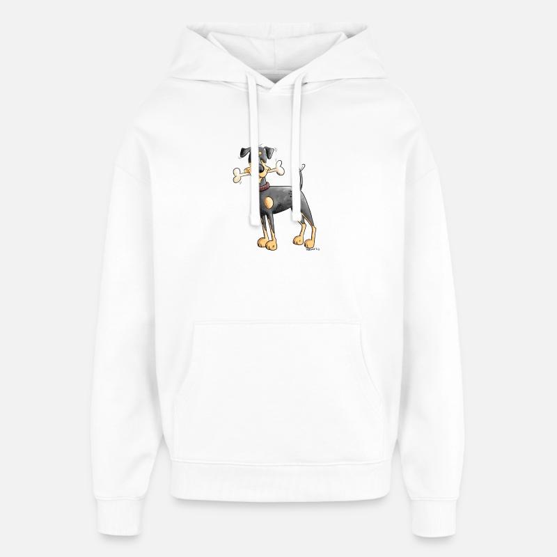 Doberman ou Pinscher avec os - Sweat à capuche unisexe Stanley/Stella Oversized - blanc