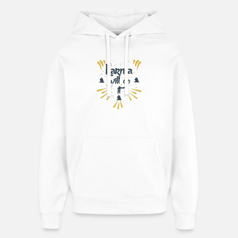 le karma le fera kontiki - Sweat à capuche unisexe Stanley/Stella Oversized - blanc