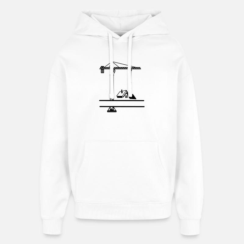 Grue de construction avec maison - Sweat à capuche unisexe Stanley/Stella Oversized - blanc