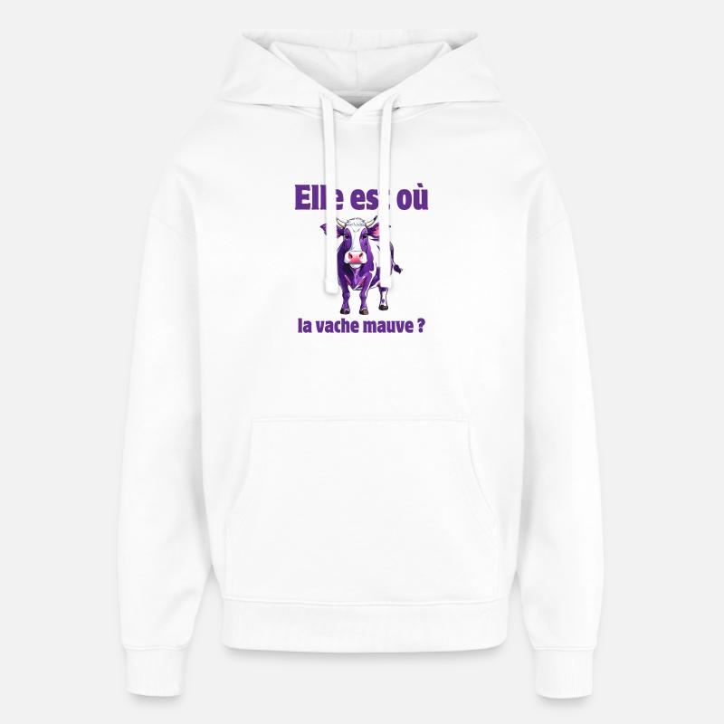 vache, vache humour, vache mauve - Sweat à capuche unisexe Stanley/Stella Oversized - blanc