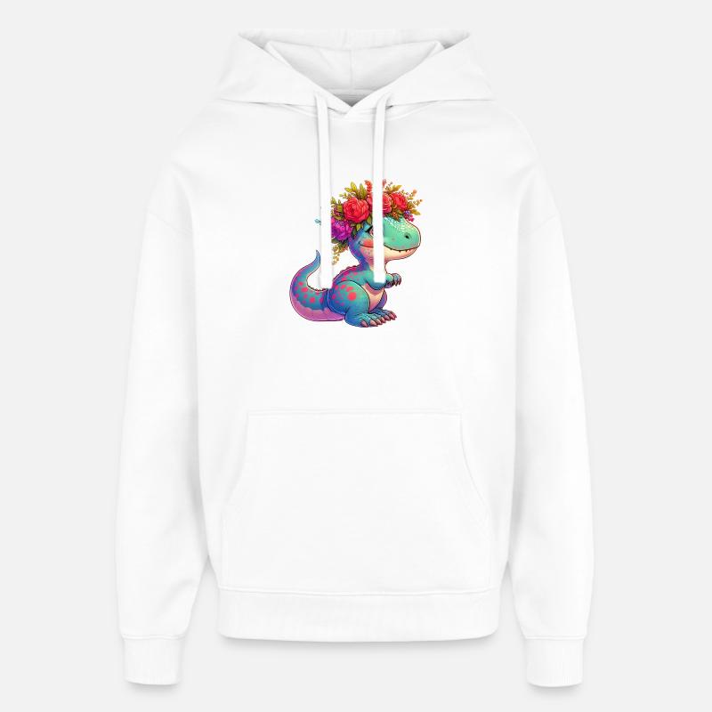 Dinosaur - Oversized Unisex Hoodie by Stanley/Stella - white