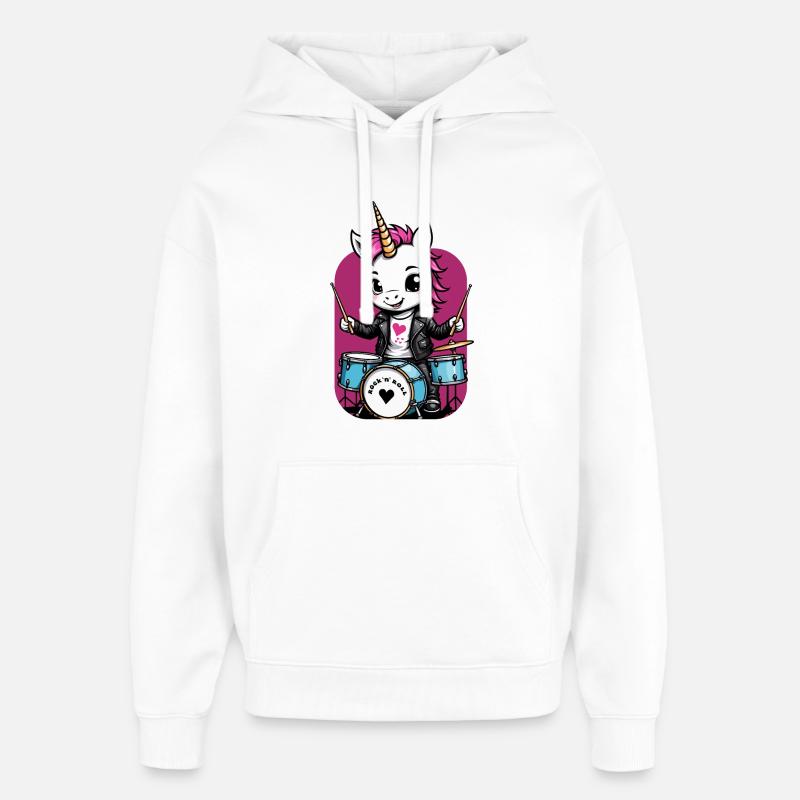 Licorne Batteur - Sweat à capuche unisexe Stanley/Stella Oversized - blanc