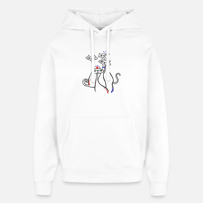 Chats en pose - Sweat à capuche unisexe Stanley/Stella Oversized - blanc