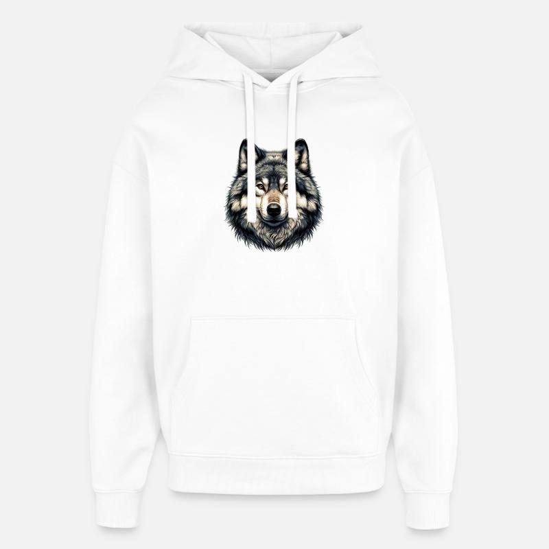 Wolf - Oversized Unisex Hoodie von Stanley/Stella - Weiß