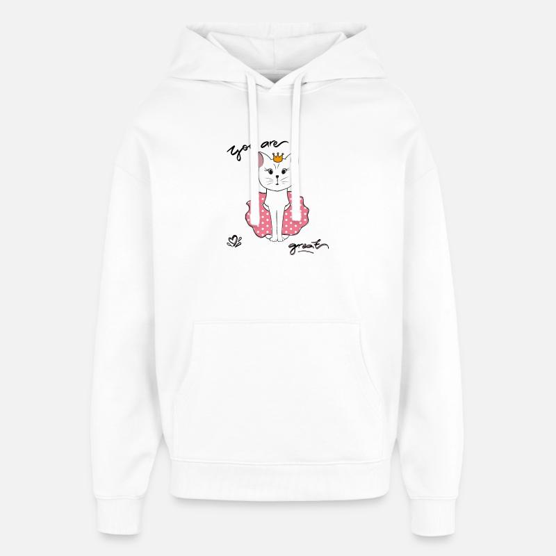 Tu es génial, Chat - Sweat à capuche unisexe Stanley/Stella Oversized - blanc