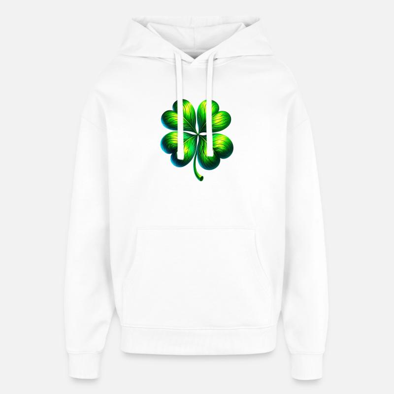 Trèfle à quatre feuilles - Sweat à capuche unisexe Stanley/Stella Oversized - blanc