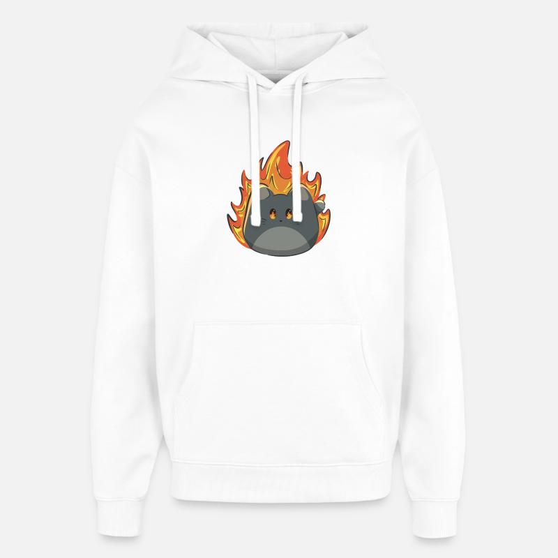 Chat mignon avec du feu - Sweat à capuche unisexe Stanley/Stella Oversized - blanc
