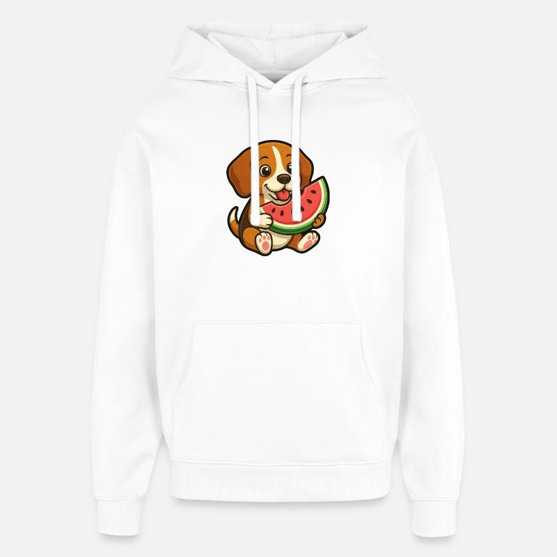 Fröhlicher Beagle Wassermelone Sommerfrucht - Oversized Unisex Hoodie von Stanley/Stella - Weiß
