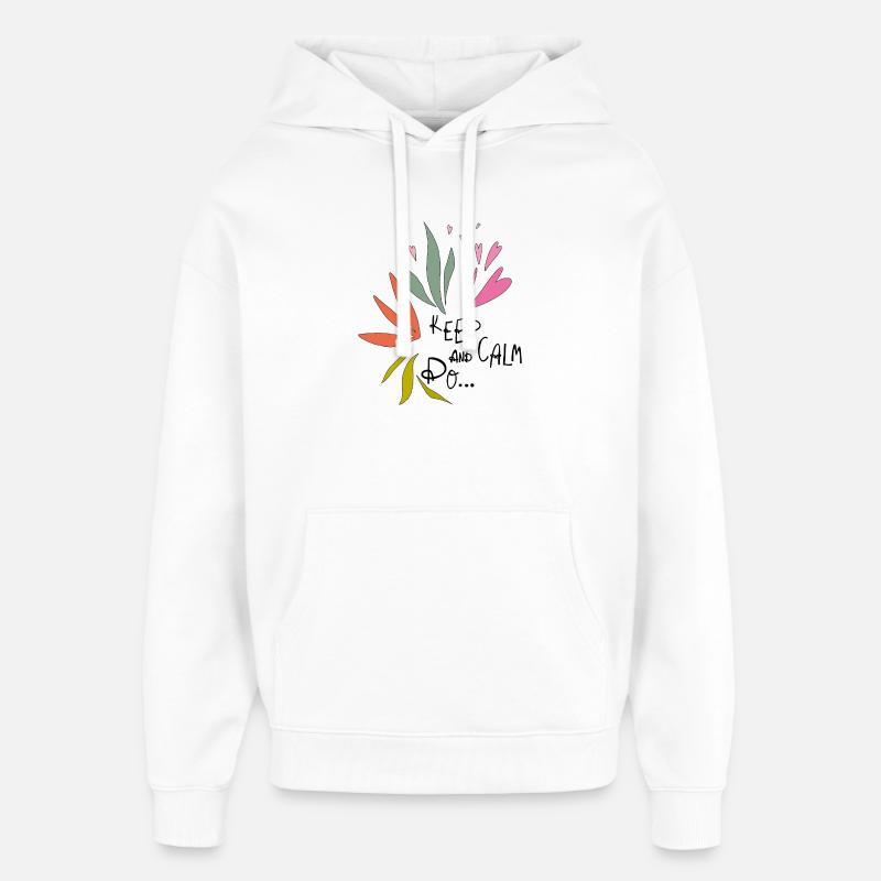 Restez calme - Sweat à capuche unisexe Stanley/Stella Oversized - blanc