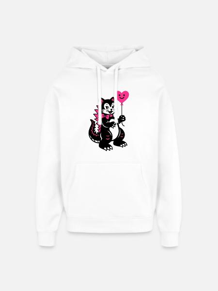 Monster Cat Pink - Oversized Unisex Hoodie by Stanley/Stella - white