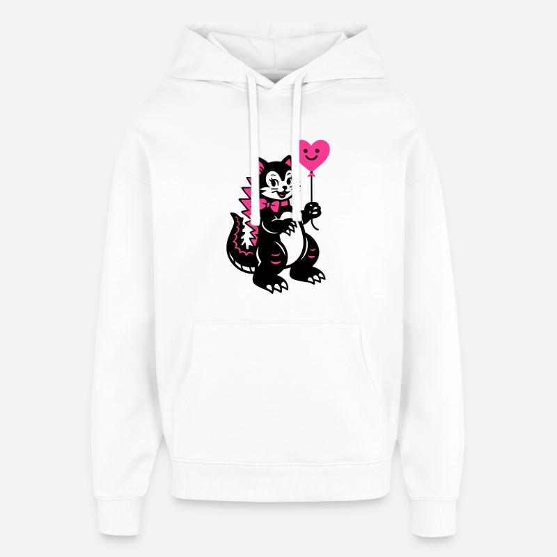 Chat Monstre Rose - Sweat à capuche unisexe Stanley/Stella Oversized - blanc