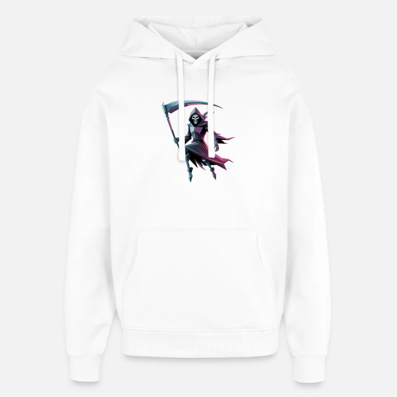 Death Reaper - Cool Low Poly Logo - Oversized Unisex Hoodie by Stanley/Stella - white