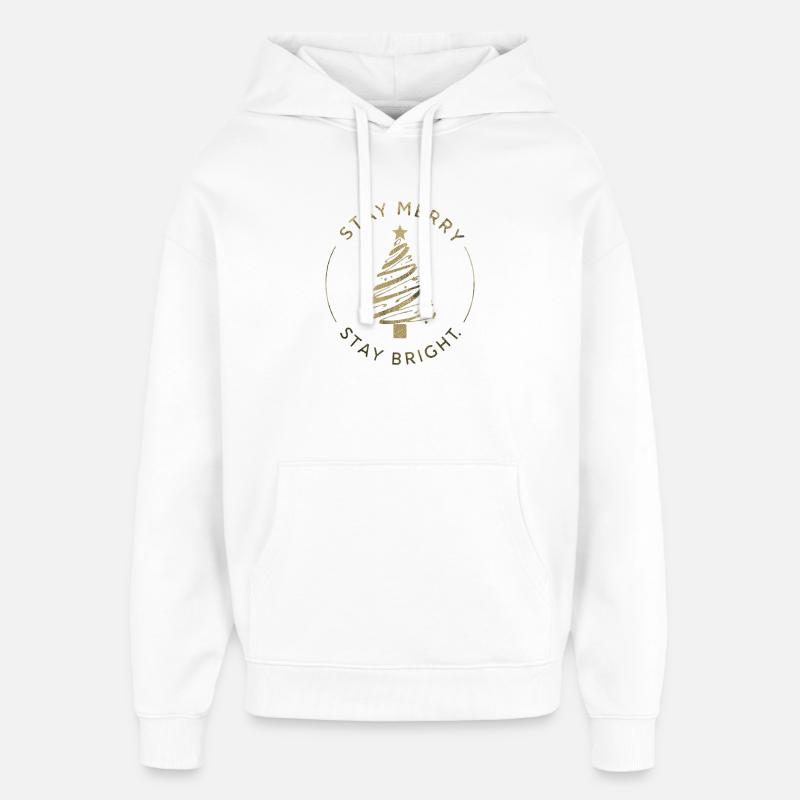 Arbre de Noël doré Graphique - Sweat à capuche unisexe Stanley/Stella Oversized - blanc