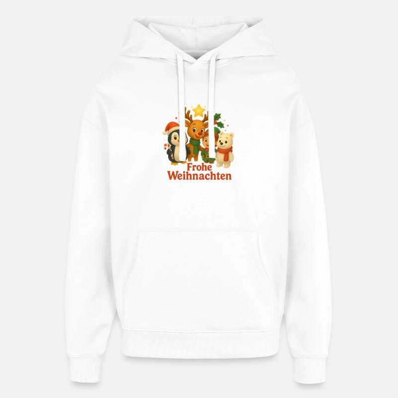 Joyeux Noël Hiver Amis Scène - Sweat à capuche unisexe Stanley/Stella Oversized - blanc