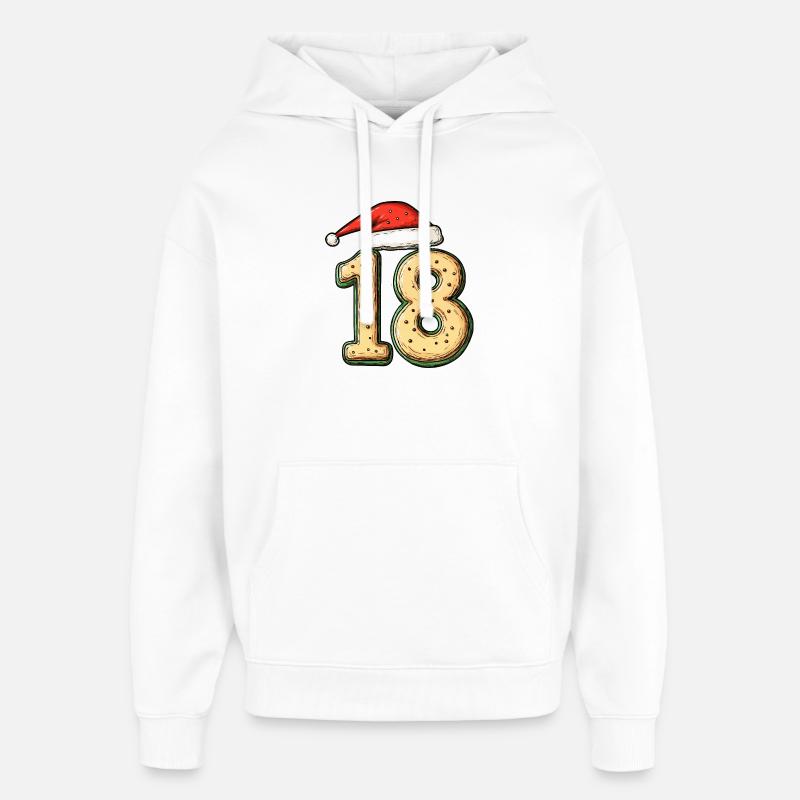 Biscuit de Noël à 18 chiffres - Sweat à capuche unisexe Stanley/Stella Oversized - blanc