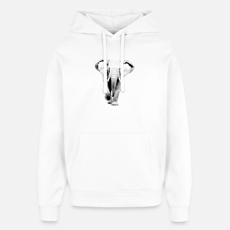 Éléphant - Sweat à capuche unisexe Stanley/Stella Oversized - blanc