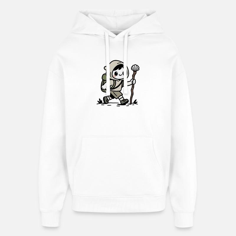 Pèlerin sur le chemin de Compostelle - Sweat à capuche unisexe Stanley/Stella Oversized - blanc