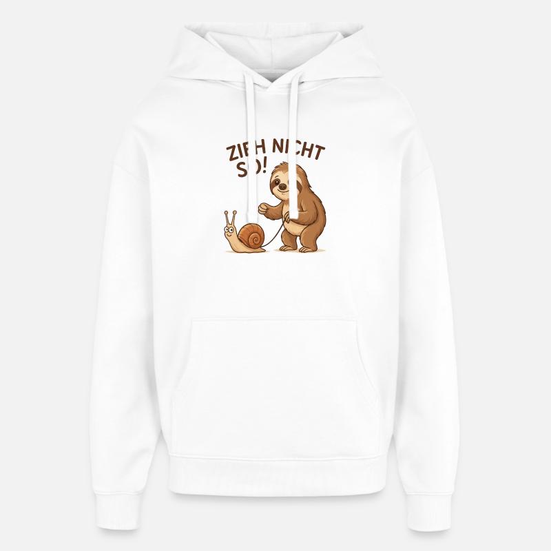Don't pull like that! Sloth Snail - Oversized Unisex Hoodie by Stanley/Stella - white