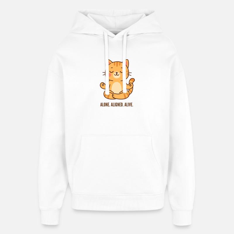 Chat méditant seul, aligné vivant - Sweat à capuche unisexe Stanley/Stella Oversized - blanc