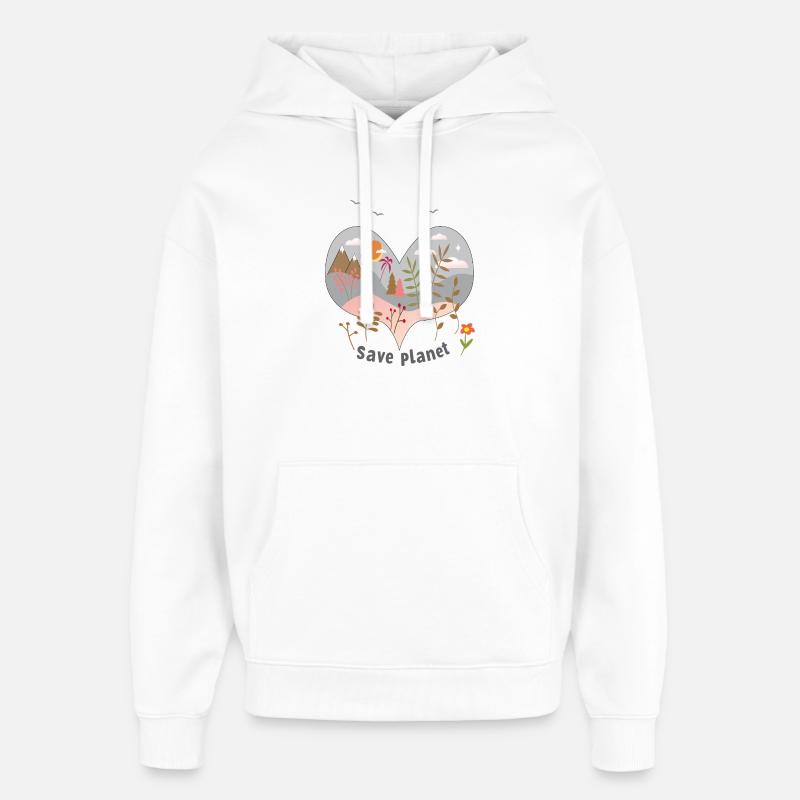 Sauver la planète - Sweat à capuche unisexe Stanley/Stella Oversized - blanc