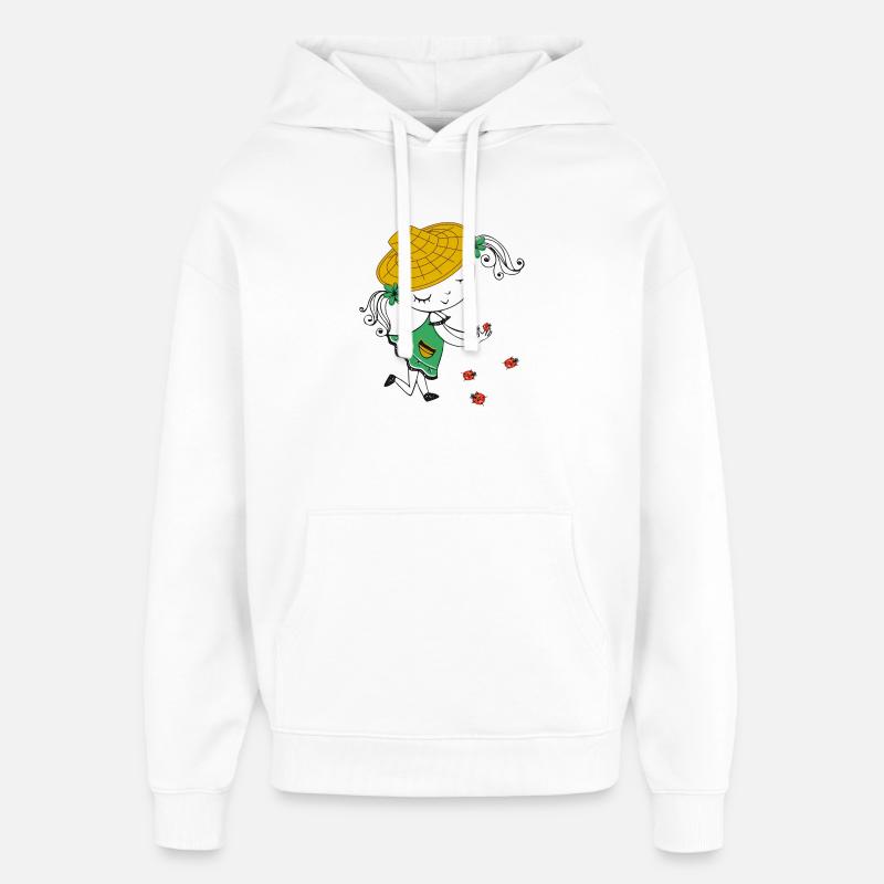 Mädchen mit Strohhut und Marienkäfer - Oversized Unisex Hoodie von Stanley/Stella - Weiß