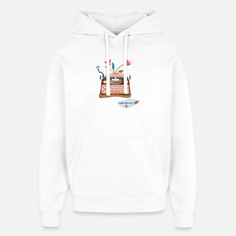 Machine à écrire - Sweat à capuche unisexe Stanley/Stella Oversized - blanc