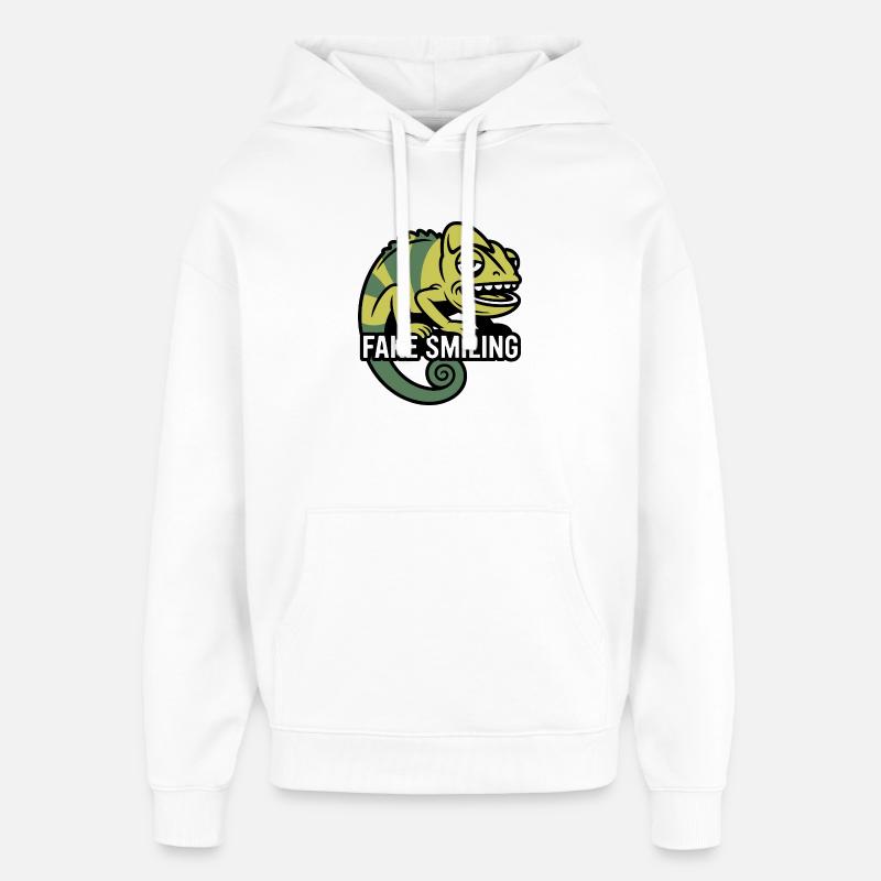 Caméléon souriant factice - Sweat à capuche unisexe Stanley/Stella Oversized - blanc