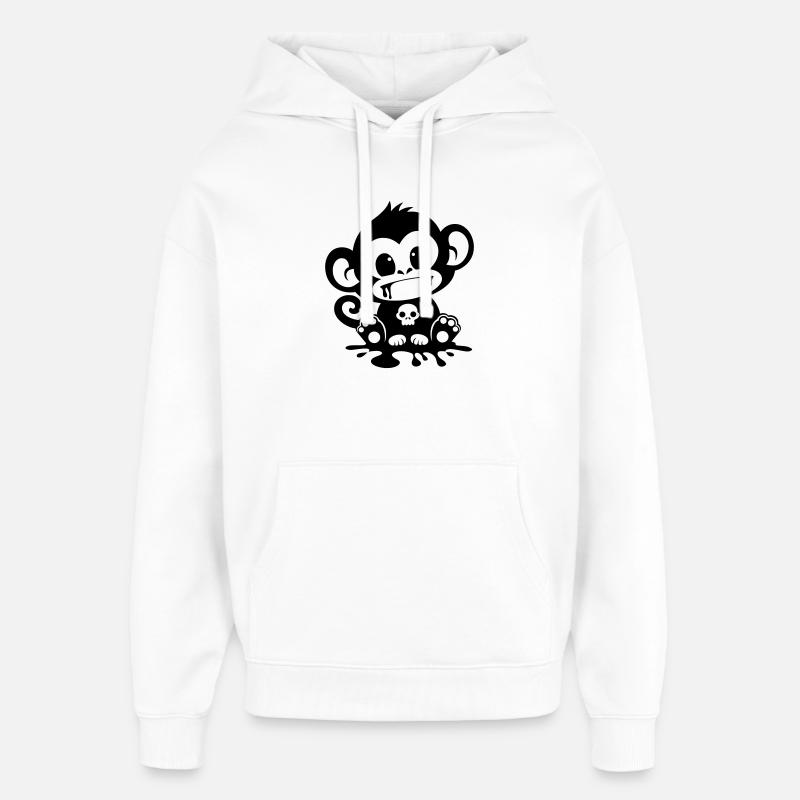 Spooky Affe mit Totenkopf - Oversized Unisex Hoodie von Stanley/Stella - Weiß