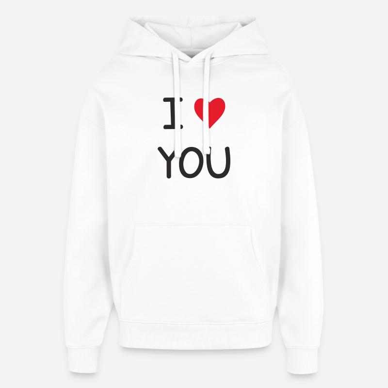 I ❤️ You – Doux Love Text Design - Sweat à capuche unisexe Stanley/Stella Oversized - blanc