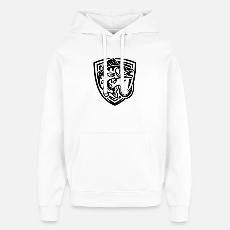 Blason de pêche au brochet - Sweat à capuche unisexe Stanley/Stella Oversized - blanc