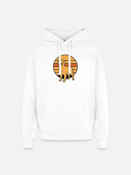 Dog Retriever Retro Sunset - Oversized Unisex Hoodie by Stanley/Stella - white