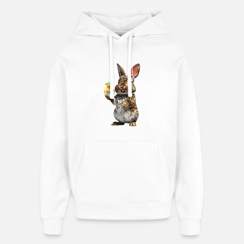 Lièvre - Sweat à capuche unisexe Stanley/Stella Oversized - blanc