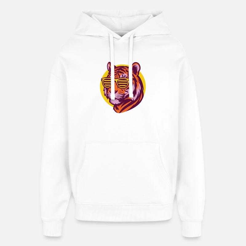Tigre dans un style rétro néon - Sweat à capuche unisexe Stanley/Stella Oversized - blanc