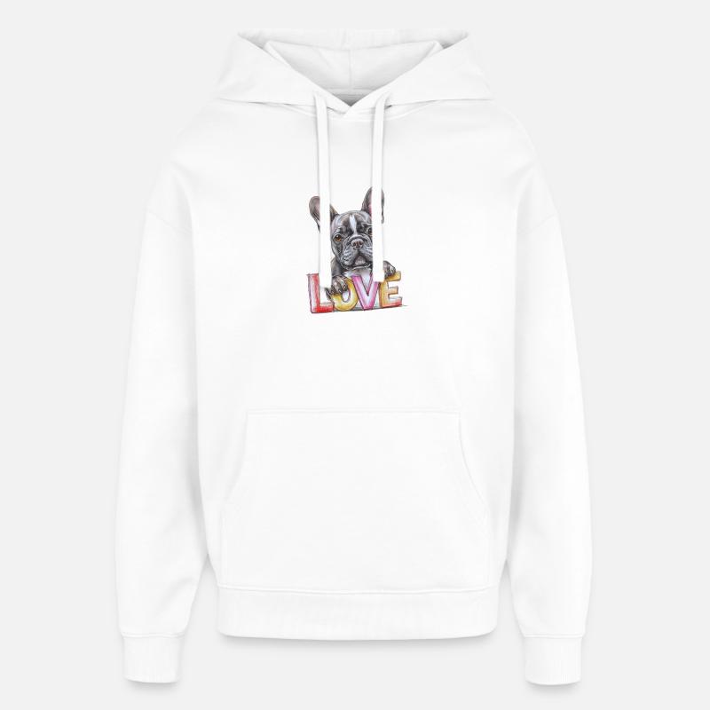 Amour du bouledogue français - Sweat à capuche unisexe Stanley/Stella Oversized - blanc