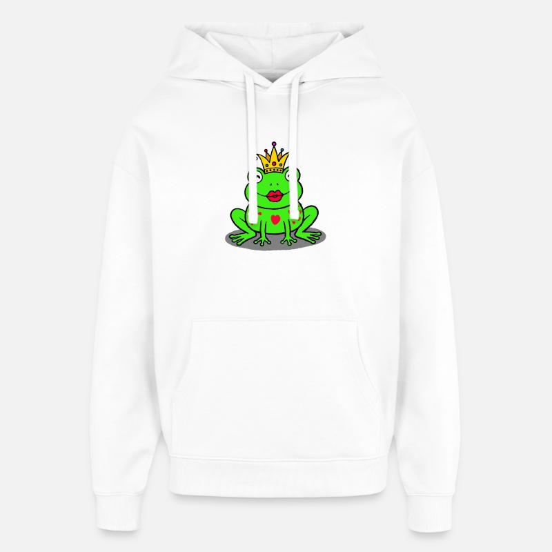 Grenouille royale au cœur - Sweat à capuche unisexe Stanley/Stella Oversized - blanc