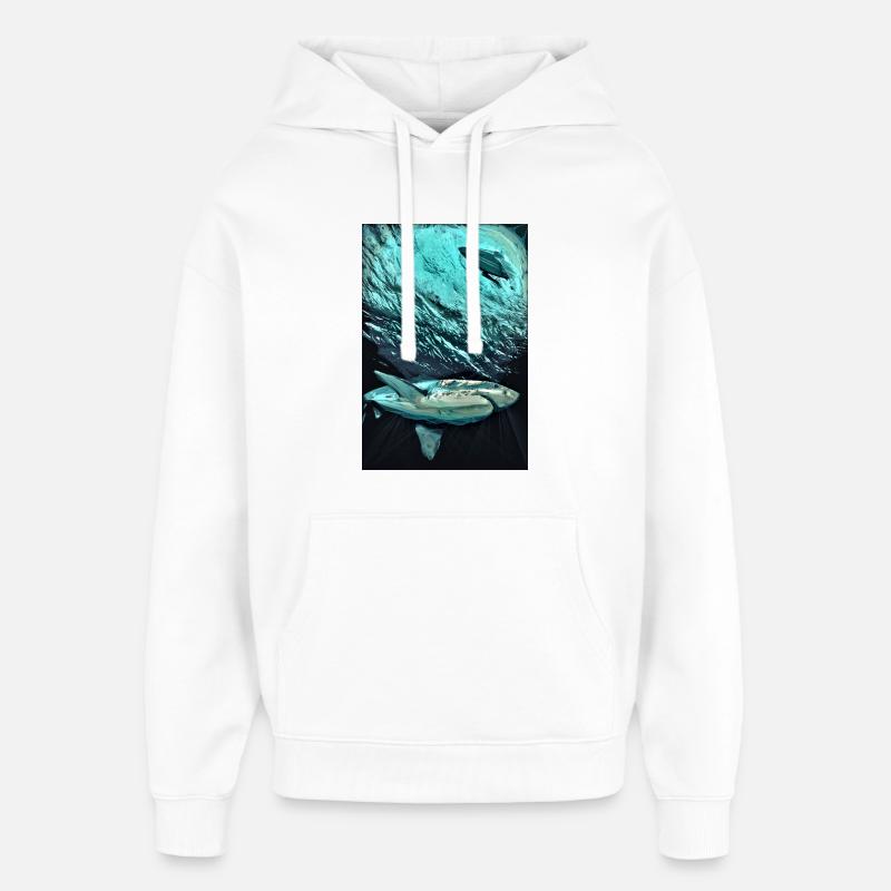 Turquoise Underwater Shark Dynamics - Oversized Unisex Hoodie by Stanley/Stella - white