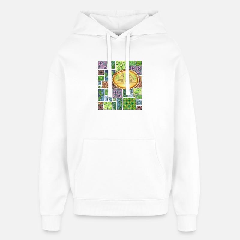 Bali temple on pattern patchwork - Oversized Unisex Hoodie von Stanley/Stella - Weiß