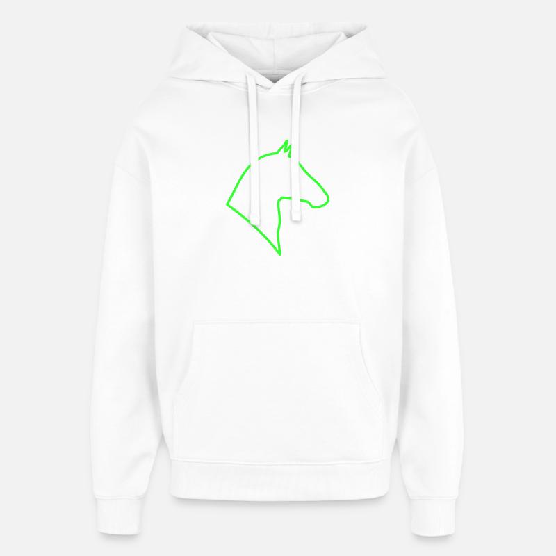 Contour du cheval en vert - Sweat à capuche unisexe Stanley/Stella Oversized - blanc