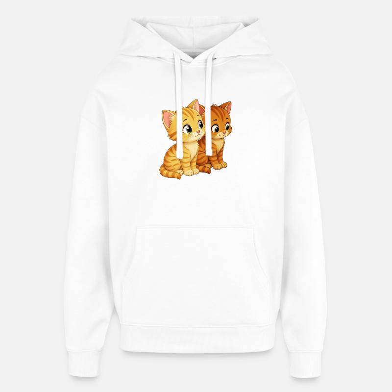 Kätzchen sitzen nebeneiander - Oversized Unisex Hoodie von Stanley/Stella - Weiß