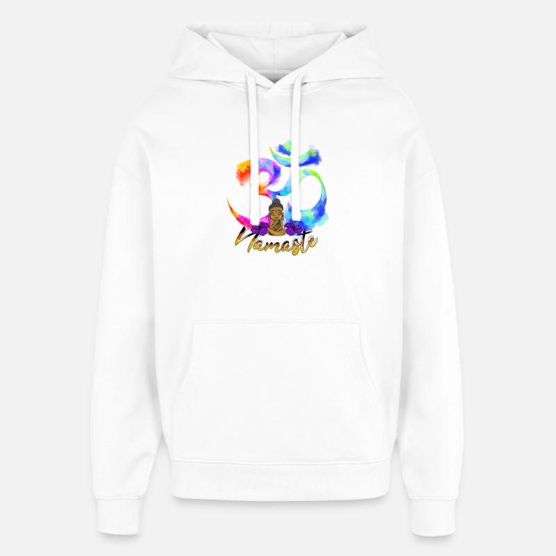 Namaste Arc Iris Bouddha - Sweat à capuche unisexe Stanley/Stella Oversized - blanc