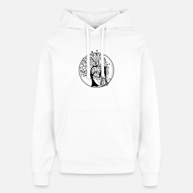 Arbre Silhouette Écouteurs - Sweat à capuche unisexe Stanley/Stella Oversized - blanc