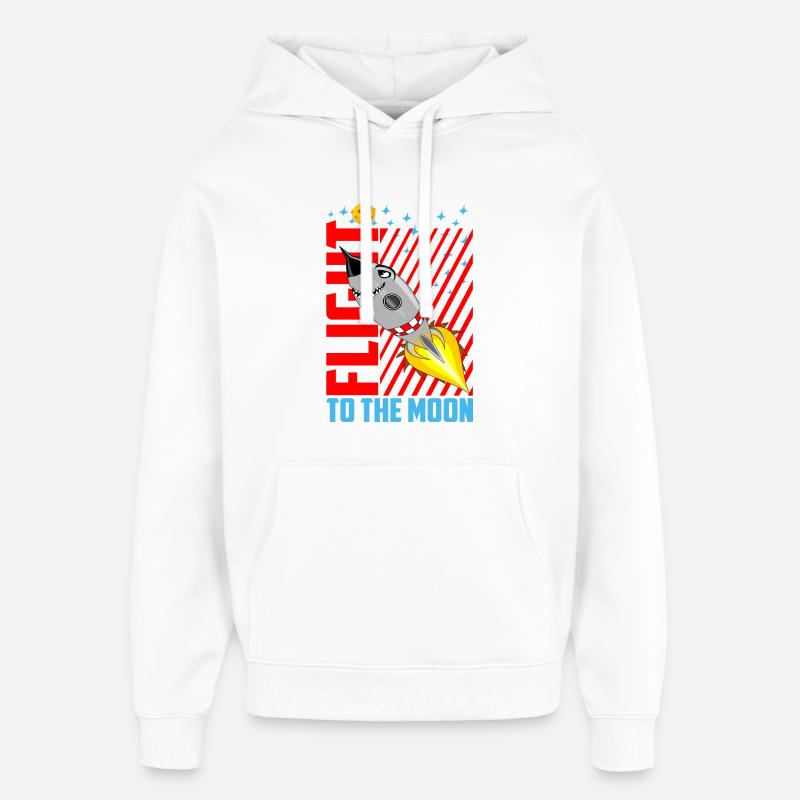 Le vol vers la lune - Sweat à capuche unisexe Stanley/Stella Oversized - blanc