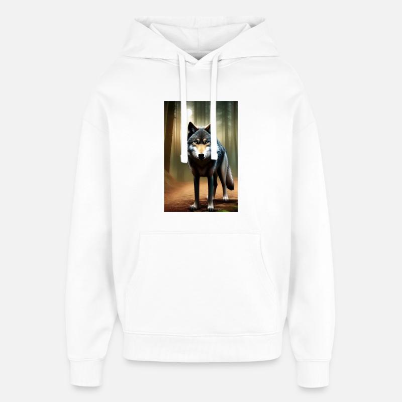 Loup dans la forêt - Sweat à capuche unisexe Stanley/Stella Oversized - blanc