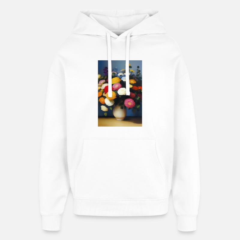 Fleurs et papillon - Sweat à capuche unisexe Stanley/Stella Oversized - blanc