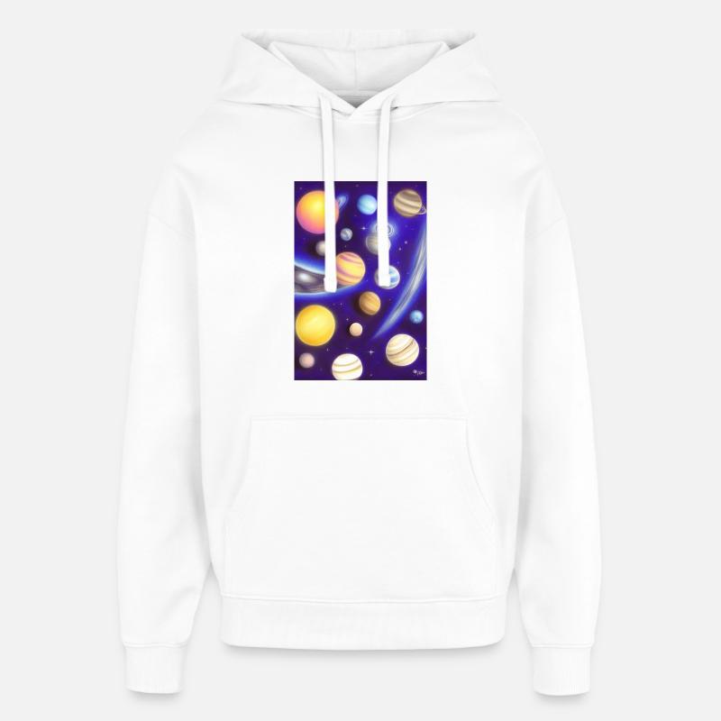 Space and planets - Oversized Unisex Hoodie by Stanley/Stella - white