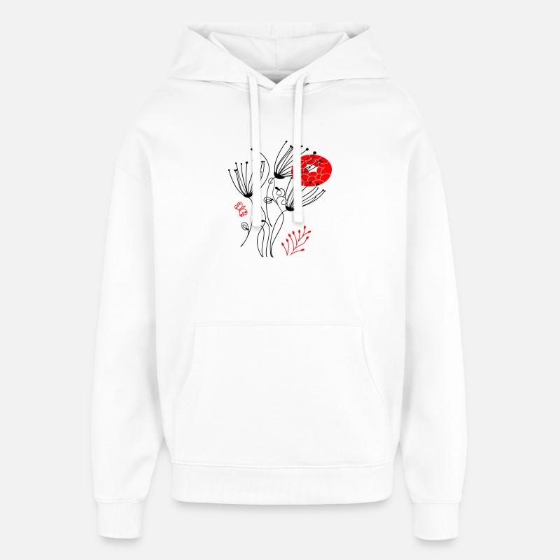 fleurs délicates en filigrane, Fleurs - Sweat à capuche unisexe Stanley/Stella Oversized - blanc