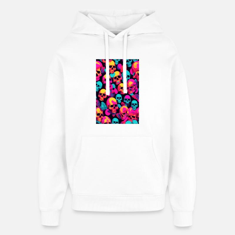 Neon Totenköpfe - Oversized Unisex Hoodie von Stanley/Stella - Weiß