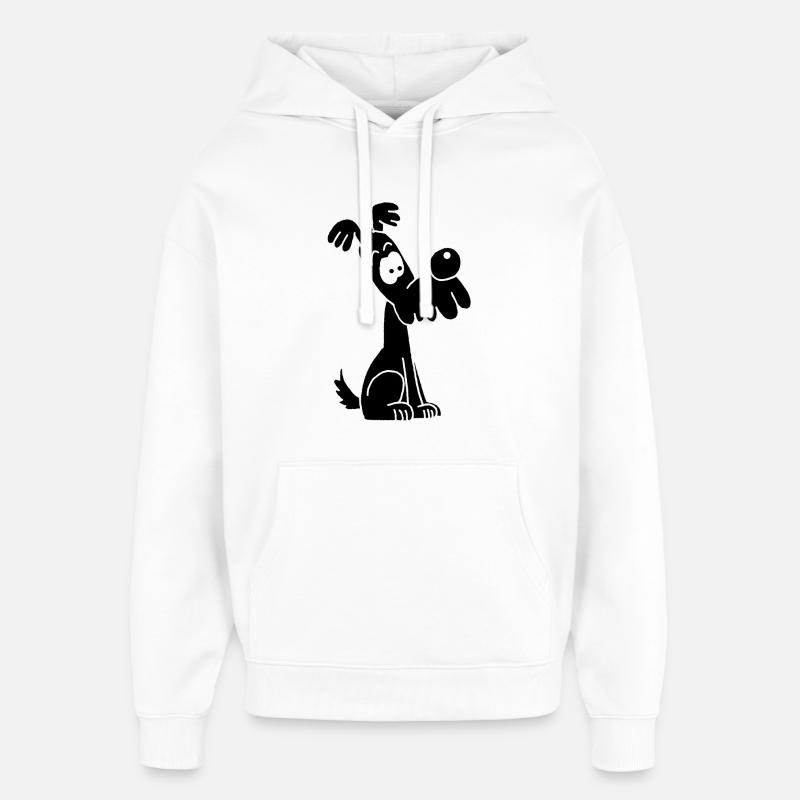 Chien noir rigolo et mignon - Sweat à capuche unisexe Stanley/Stella Oversized - blanc