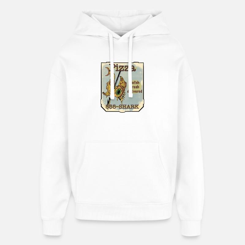 Requin de la pizza - Sweat à capuche unisexe Stanley/Stella Oversized - blanc