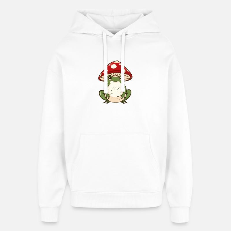 Champignon Cap Grenouille Whimsy - Sweat à capuche unisexe Stanley/Stella Oversized - blanc
